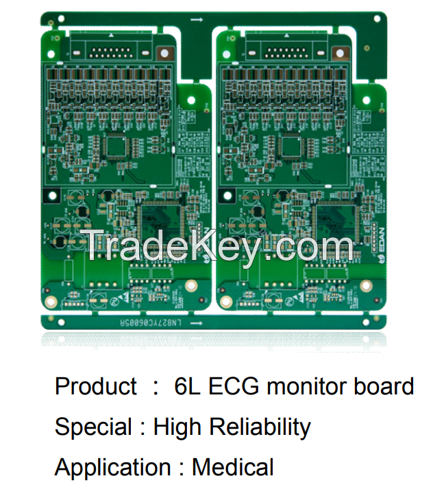 PCB for 6L ECG monitor board in medical 