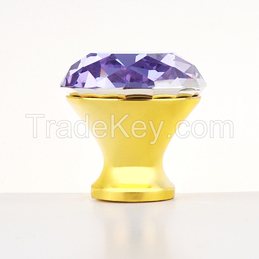 colorful diamond crystal glass cupboard knobs