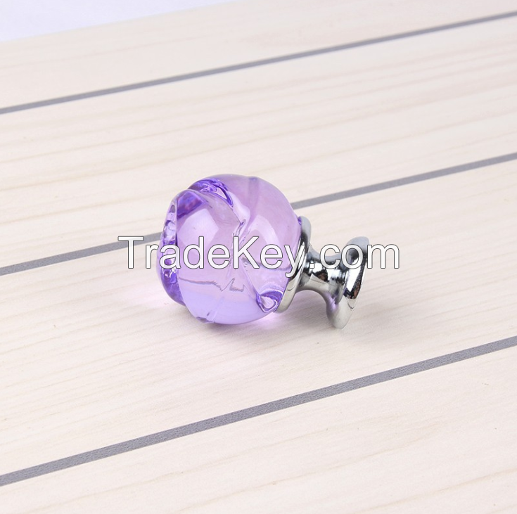 crystal purple rose shape door knobs 