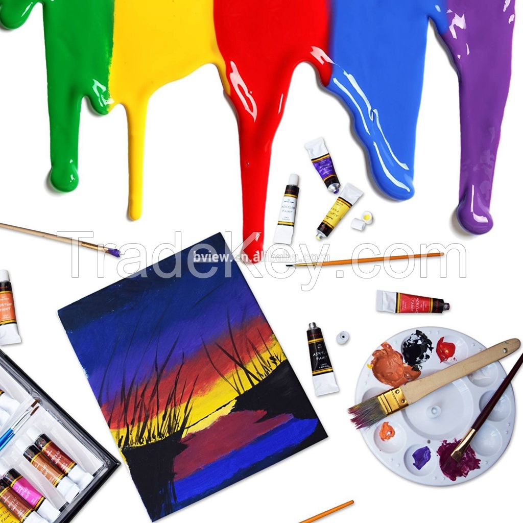 24 Colors 3 Pcs Acrylic Paint Set 