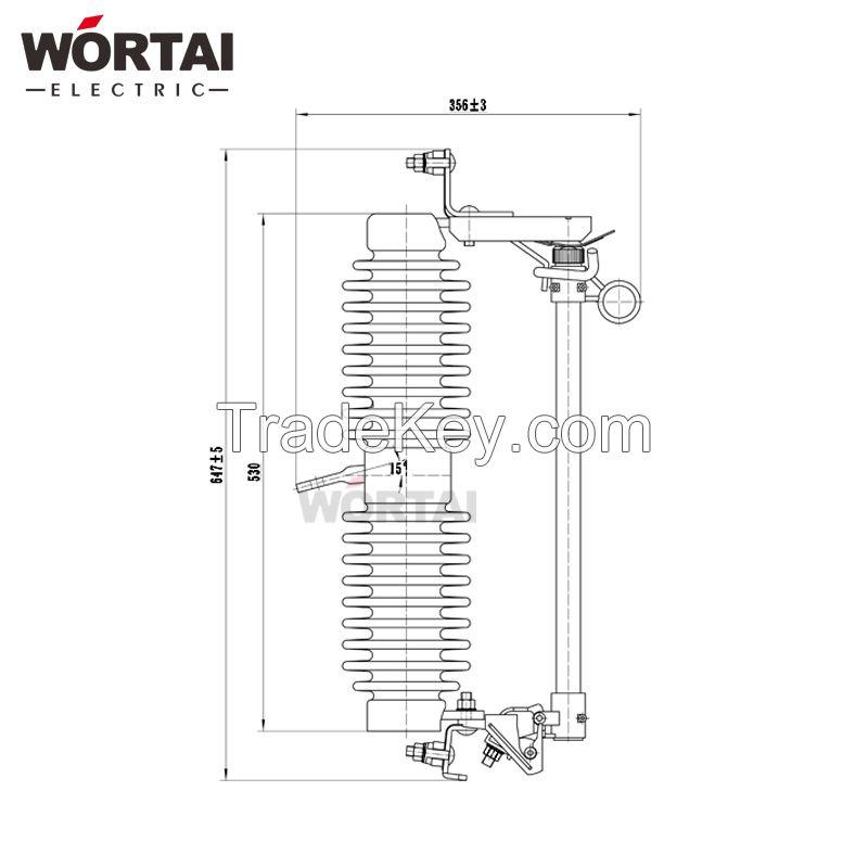 Wortai High Quality Ddlo Porcelain Fuse Cutout Switch with Rating 11kv - 36kv 100A 200A and 300A Blade
