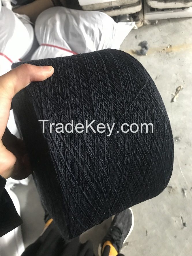 Keshu Ne8s/1 Black Gloves Yarn Regenerated Cotton Blended Polyester Open end Yarn