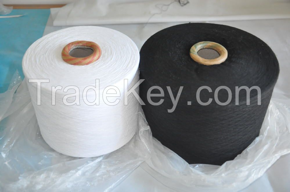 Keshu China manufacture bleached yarn dyed knitting gloves NE6/1 bleached white