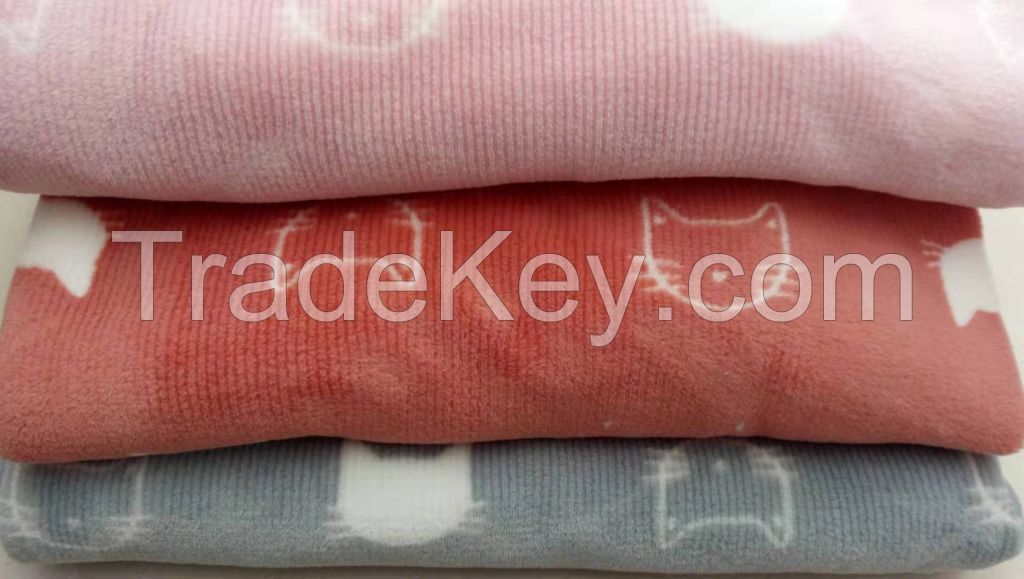 double side flannel fleece AB yarn printed for hometextile garment