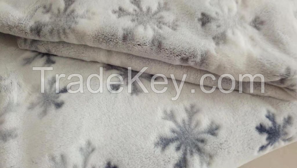 Mirco Fiber dull Polyester Snowflake Design Cutting Super minky fleece