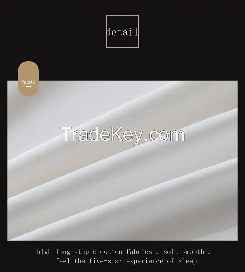 Customizable Four-Piece Set Of 60 Cotton Hotel Bedding Set Hotel Duvet Cover Set Luxury White