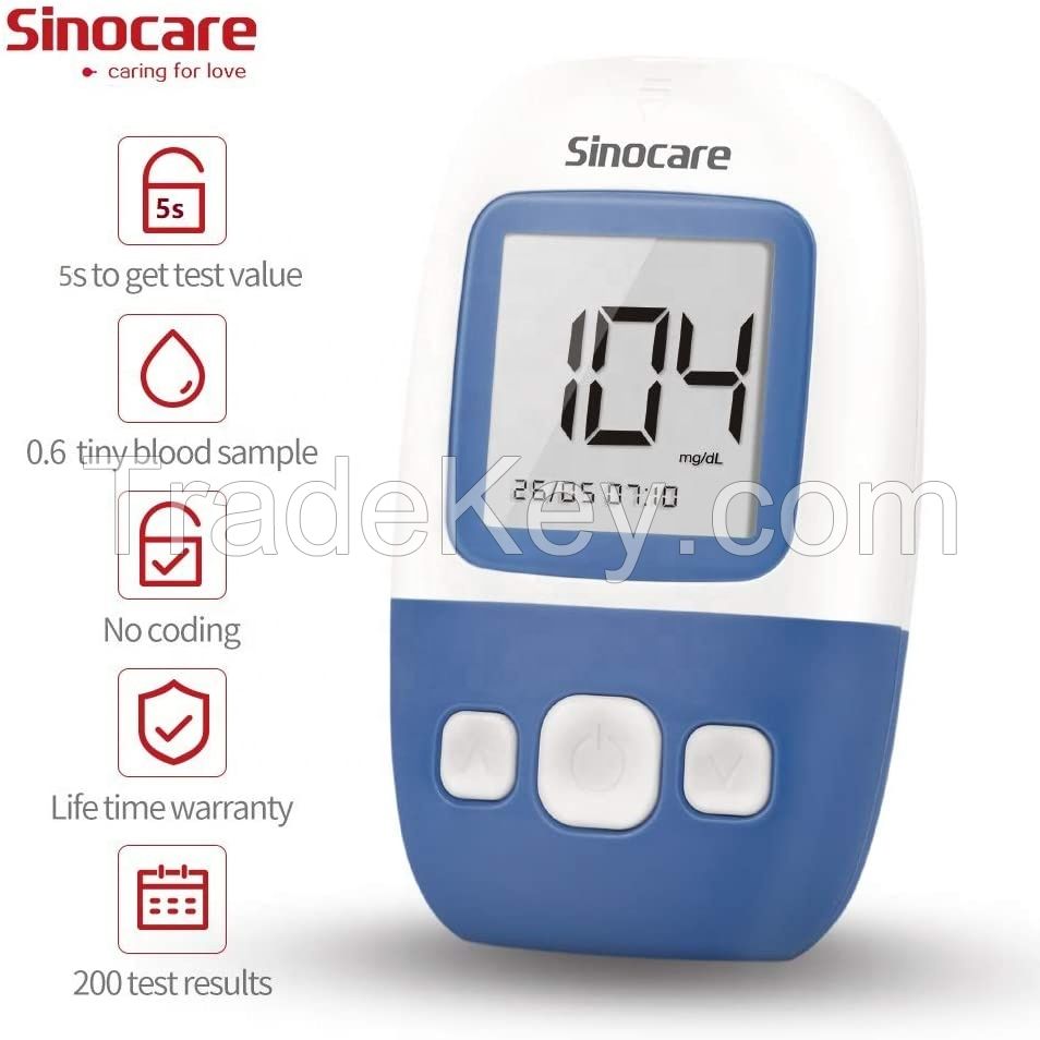 Sinocare Portable Code Free Digital Glucometer without Blood Smart Sugar 