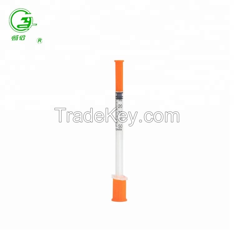 EO gas sterilized syringe insulin with needle 29G/30G/31G