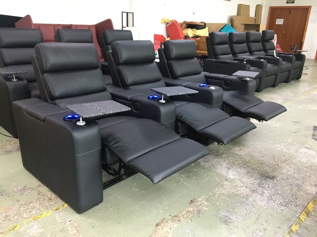USIT Customized Top Genuine Leather 2 German motor Home theater seat seating Home Theater Electric Recliner with Power Headrest