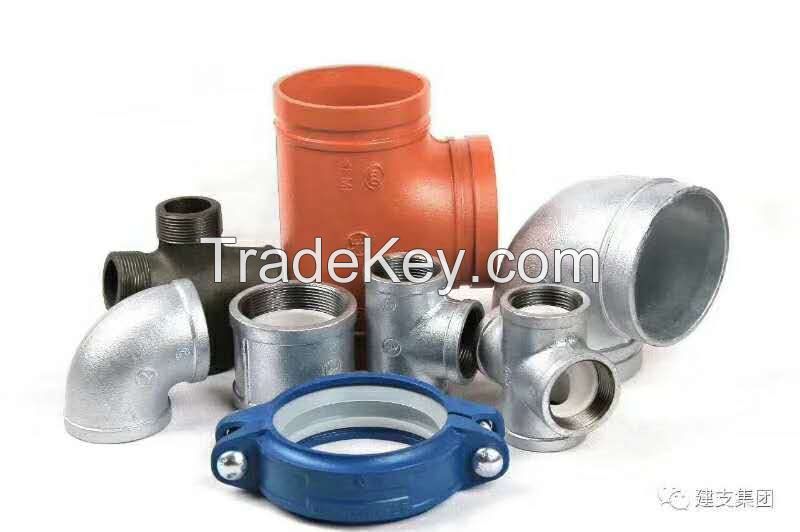 FM/UL Standard ductile cast iron grooved pipe fittings red blue colour