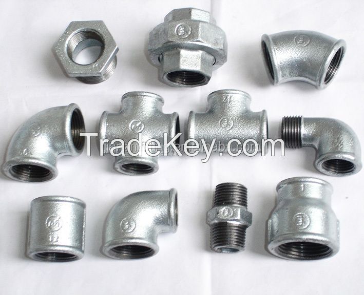 Galvanized malleable iron threaded liner plastic pipe fittings for water supply