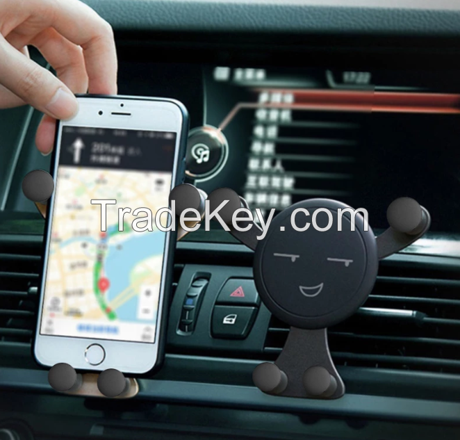The best selling BigHe Car Air Vent Phone Mount holder Auto Interior Accessories 3 Colors Universal Car Gravity Bracket Air Vent Phone Holder Cartoon For Mobile Phone GPS