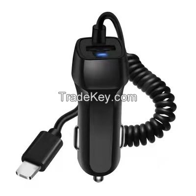 The Best Carcharger Jane Eyre USB Output 2.4A Smart Fast  Car Charger for Iphone X/11 XIAO MI Note 10 Huawei High Current Mini CarCharger with Spring Line