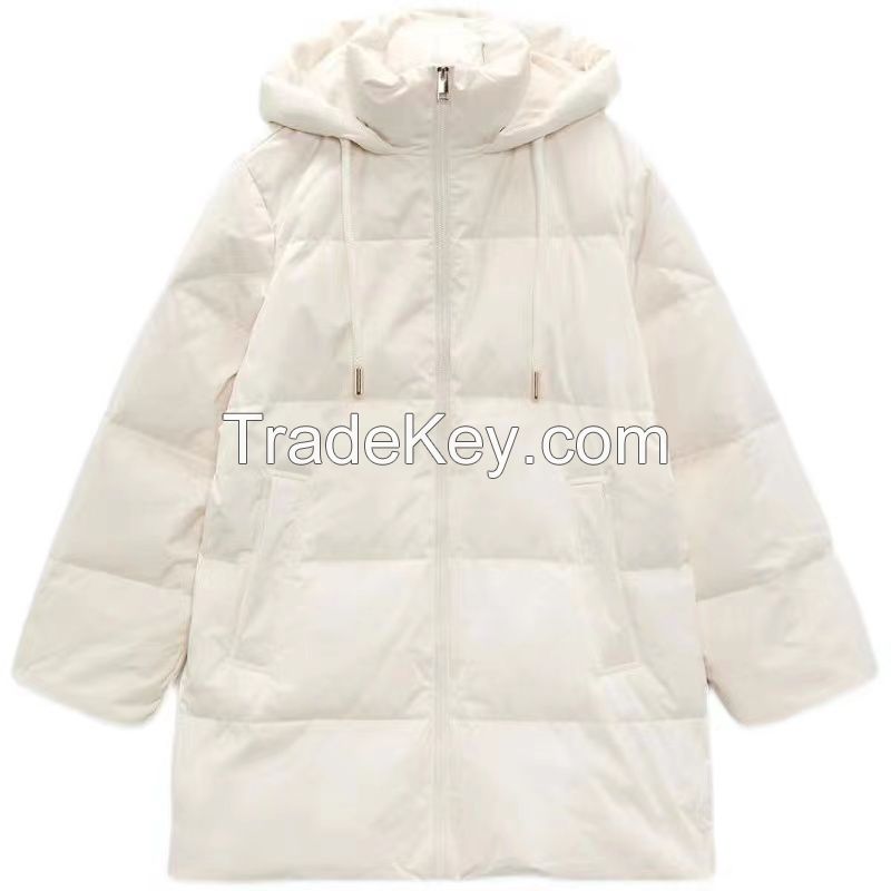 New Winter Women's Down Coats Quality Collar Slim Female 90% White Duck Down Jackets Lady Long Hoodies