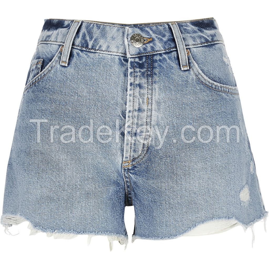 Denim high waist distressed short