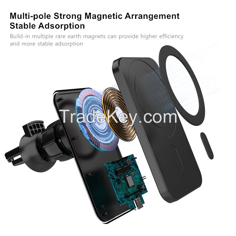 15W Magnetic Wireless Car Charger Mount for