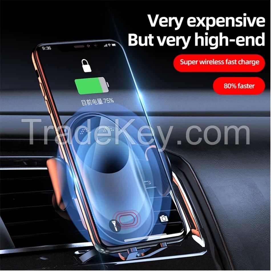 Automatic Clamping 15W Fast Car Wireless Charger for smartphone