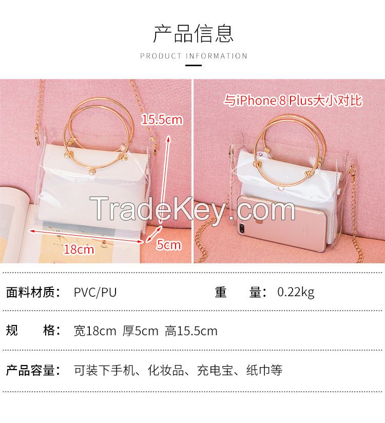 2020 Design Luxury Handbag Women Transparent Bucket Bag Clear PVC Jelly Small Shoulder Bag Female Chain Crossbody Messenger Bags