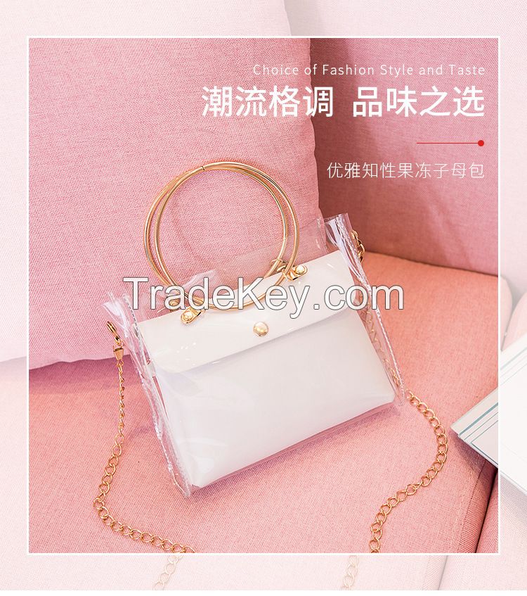 2020 Design Luxury Handbag Women Transparent Bucket Bag Clear PVC Jelly Small Shoulder Bag Female Chain Crossbody Messenger Bags