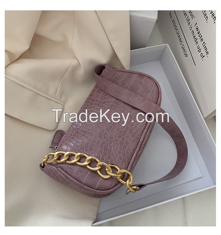 Elegant Armpit Sling Handbags Solid Color Women PU Leather Purple Shoulder Bags Simple Shoulder Messenger Bags for Women 2020