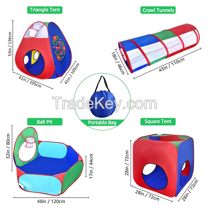 Kids Puzzle Tents with Ball Pool and Tunnel 