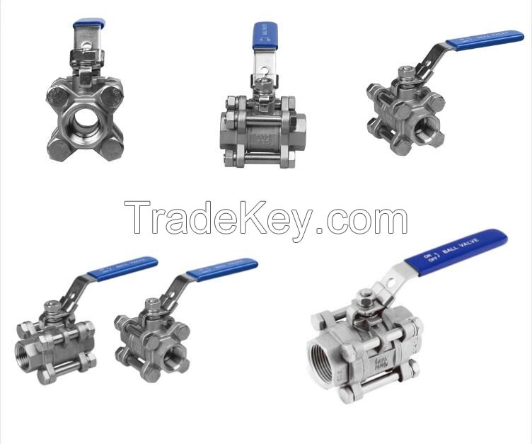 Good quality 1000WOG 3pc Stainless steel ball valve  NPT Threaded End 3/8"