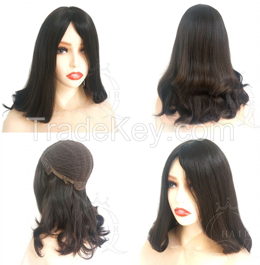 18 inches natural black natural wave medium density standard 4x4      Jewish wig