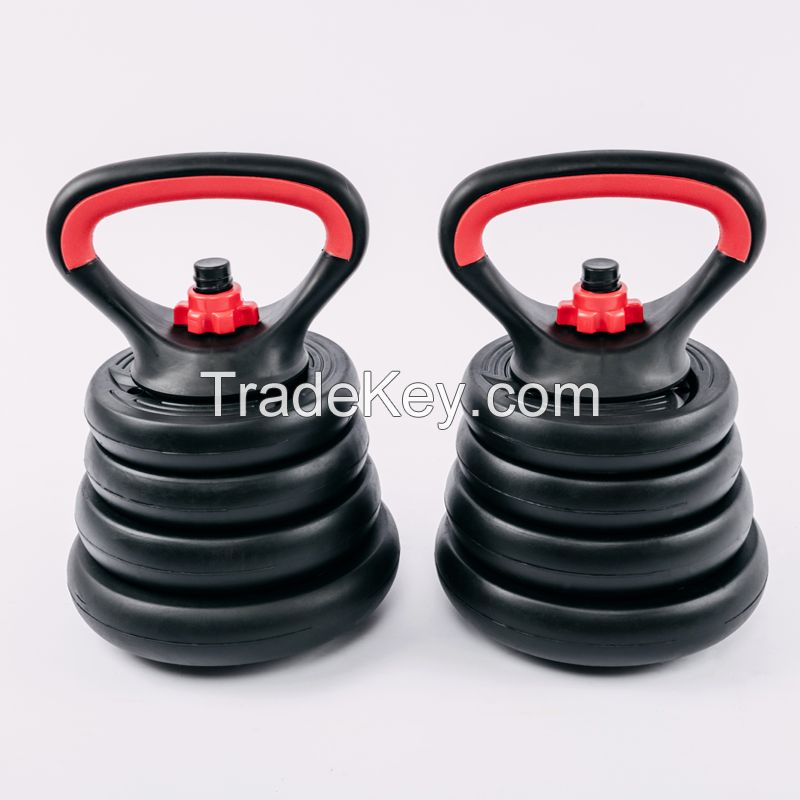 Adjustable Dumbbell Set, Free Weights Dumbbells Set with Connecting Rod Used as Barbell, Non-slip Handles &amp; Base for Kettlebells