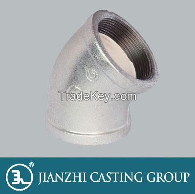 Malleable Iron Threaded Fittings of Lining Plastic for Water Supply -45Â° Elbow