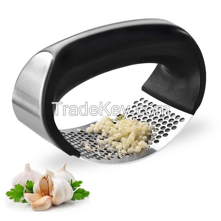 Stainless steel Rocking Garlic Press Handheld Garlic Crusher with ABS Handle