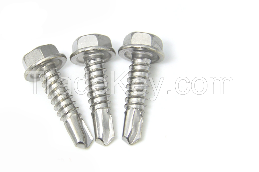 Stainless steel 304/316/410 4.8/5.5/6.3 Hex head self drilling screws with washer