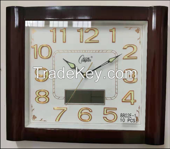 Factory Supply Luminous Square LCD Display Date Week wall clock for home decoration