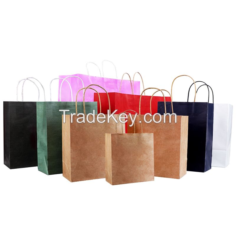 Custom printed black luxury shopping gift paper bag with handle