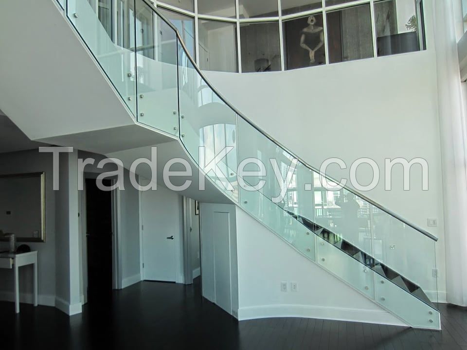 24.52mm Curved Toughened Glass with Edge Sealed for Glass Fence