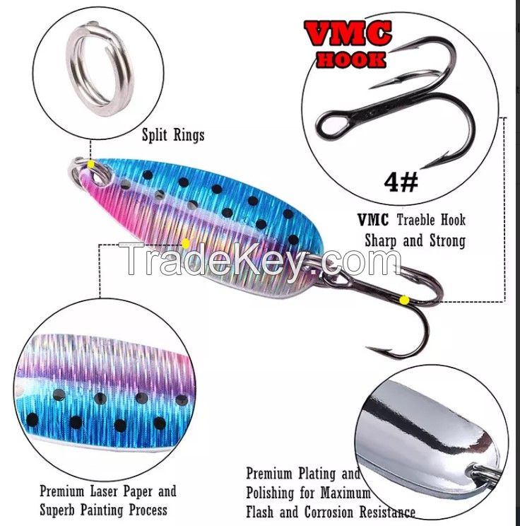 7g 14g 25g Dotted spoon fishing lures spinnerbait with VMC hooks Jiggi