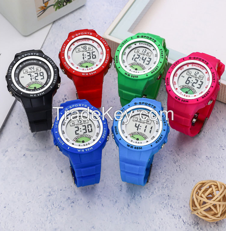 Children's waterproof sports electronic watch, multi-function electronic watch, student leisure luminous watch