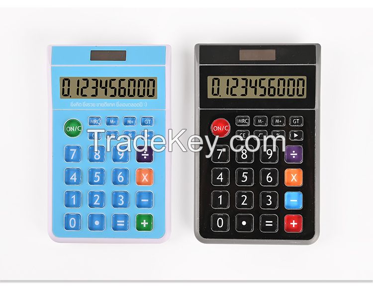 Simple and practical calculator with transparent buttons and 10-digit LCD screen