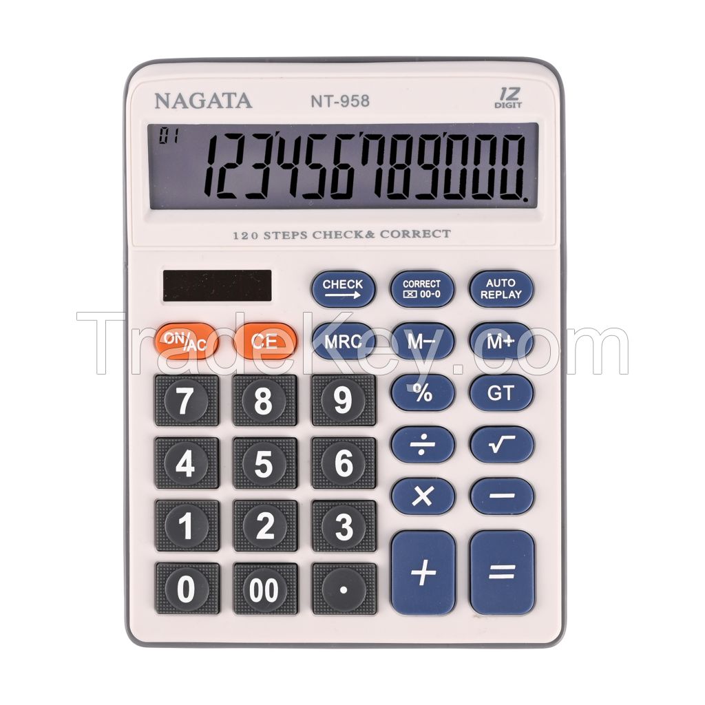 12-digit Large-screen Office Calculator With Dual Power Supplies