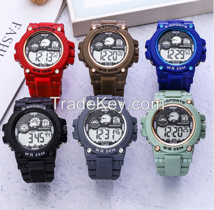 Children's Watch Trend Men's and Women's Same Style Sports Watch Alarm Clock Chronograph Multifunction Watch