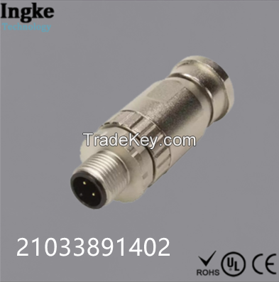 HARTING 21033891402 4 Position M12 Circular Connector IP67 Male Sensor Plug Screw