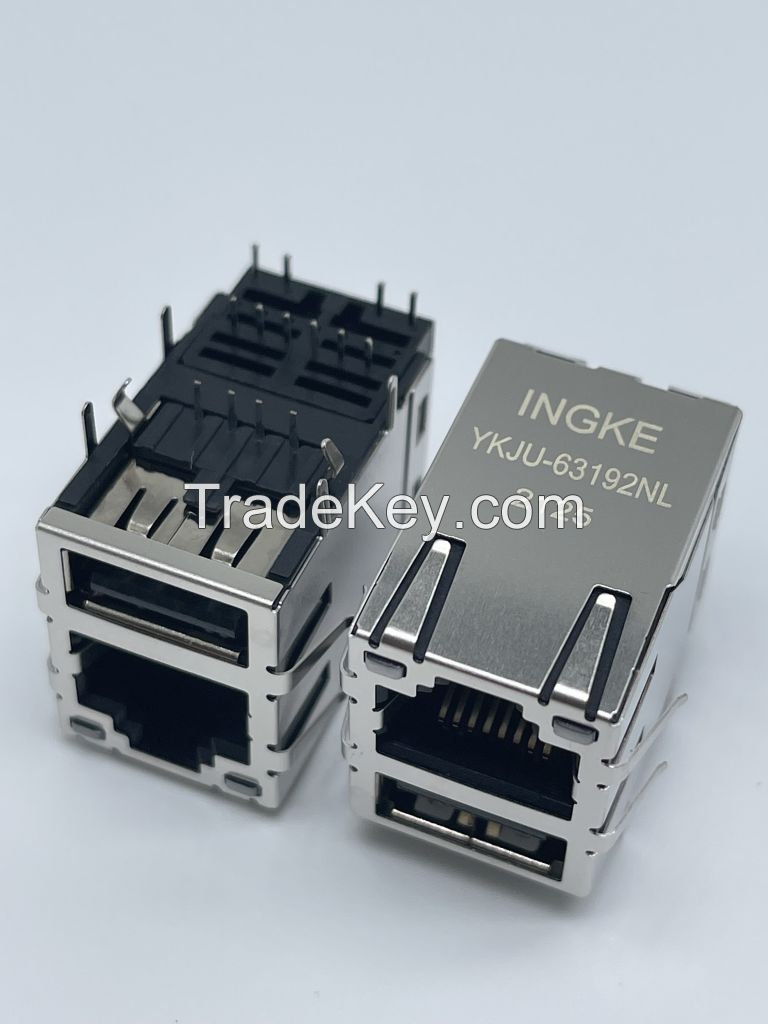 INGKE YKJU-63192NL 1 Port RJ45 with USB A Through Hole 10/100 Base-T, AutoMDIX  