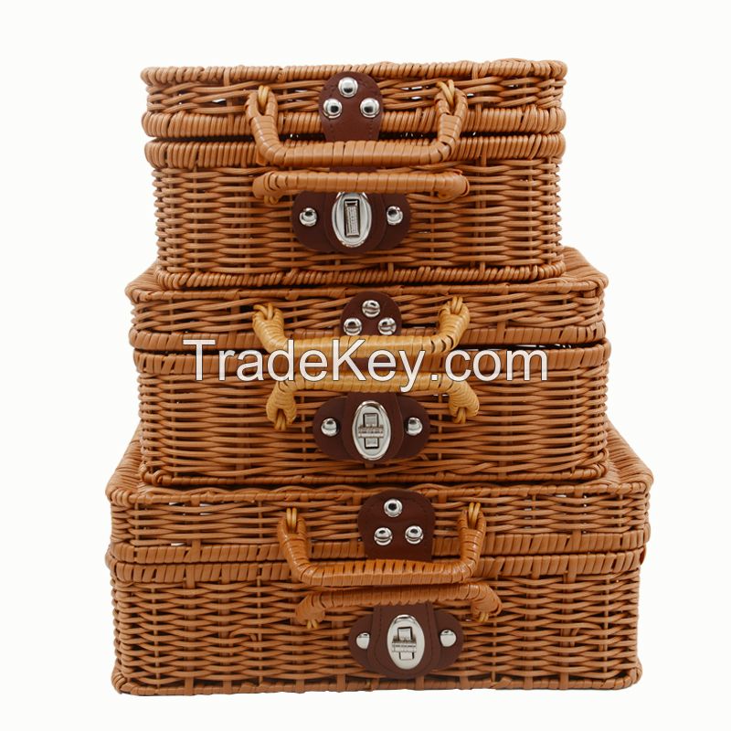 Handmade woven lunch basket piknik sepeti wicker rattan basket plastic picnic basket set picnic basket 