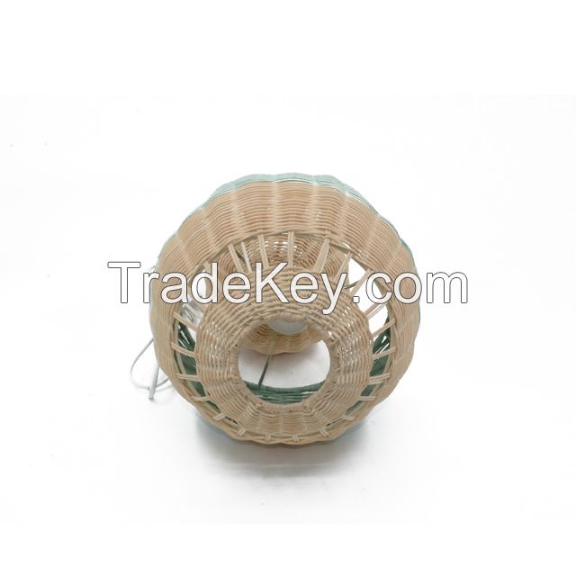 Wholesale hand knitted mushroom shaped blue natural color mixed Woven rattan Bedroom home hotel decor Modern Ceiling Lampshade Rattan Lamp Shade