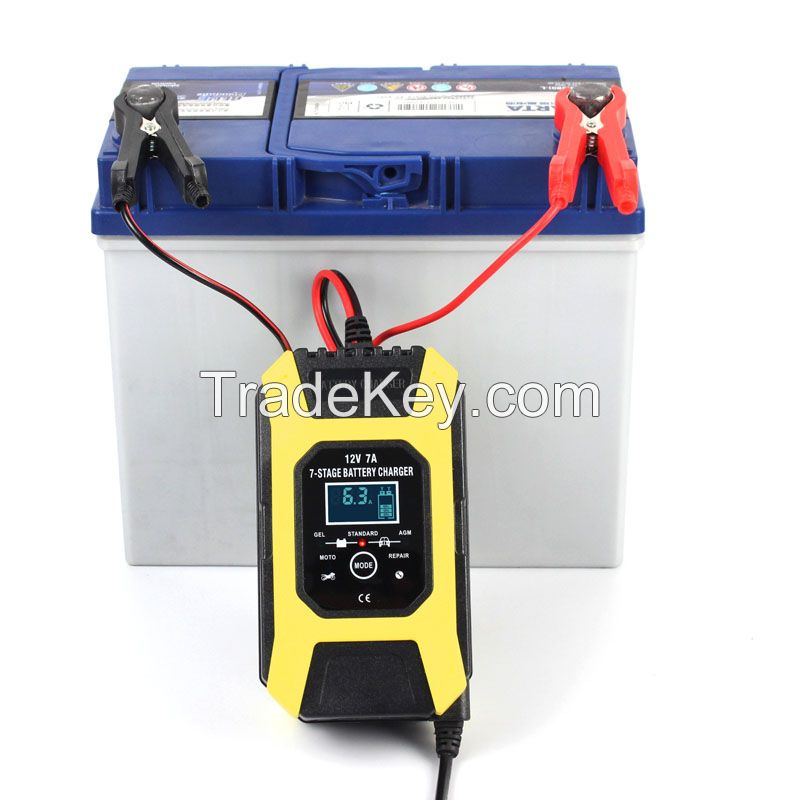 FOXSUR 7A 12V Lead Acid Battery Charger Smart Battery Charger Pulse Repair Charger
