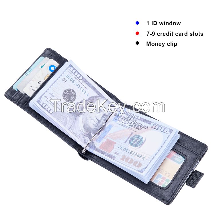 Simple Slim Minimalist Card Wallet RFID Front Pocket Customized Debossed Folding Cash Money Clip