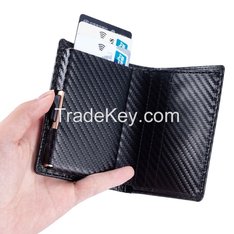 Amazon Hot Sale Durable Unisex Personalized RFID Custom Logo Flip Folding Leather Pop up Wallets