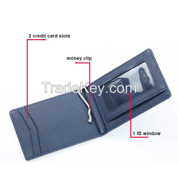 2021 Men Wallet Custom Leather Designer Card Holder Wallet Mini Slim RFID Blocking Money Clip Wallet