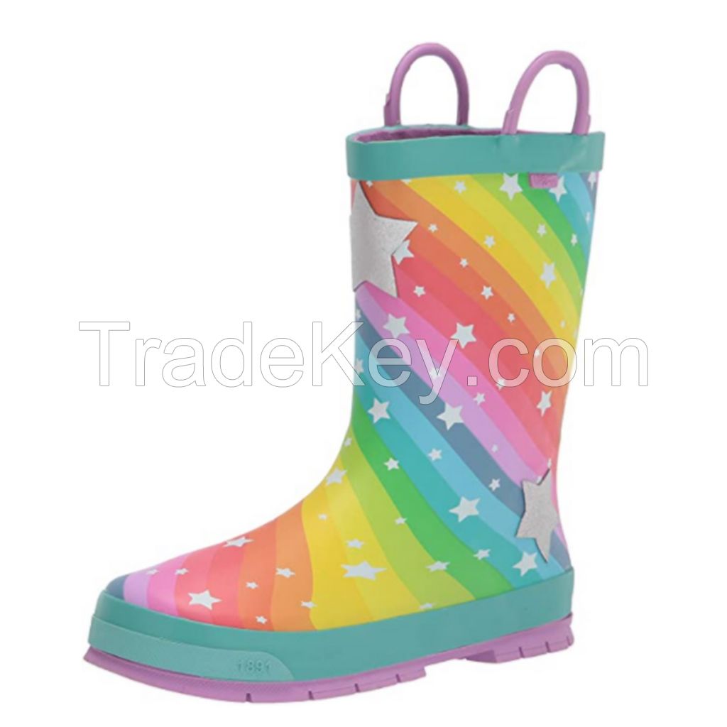 Hot selling  special waterproof chilfren rubber rain boot with handle