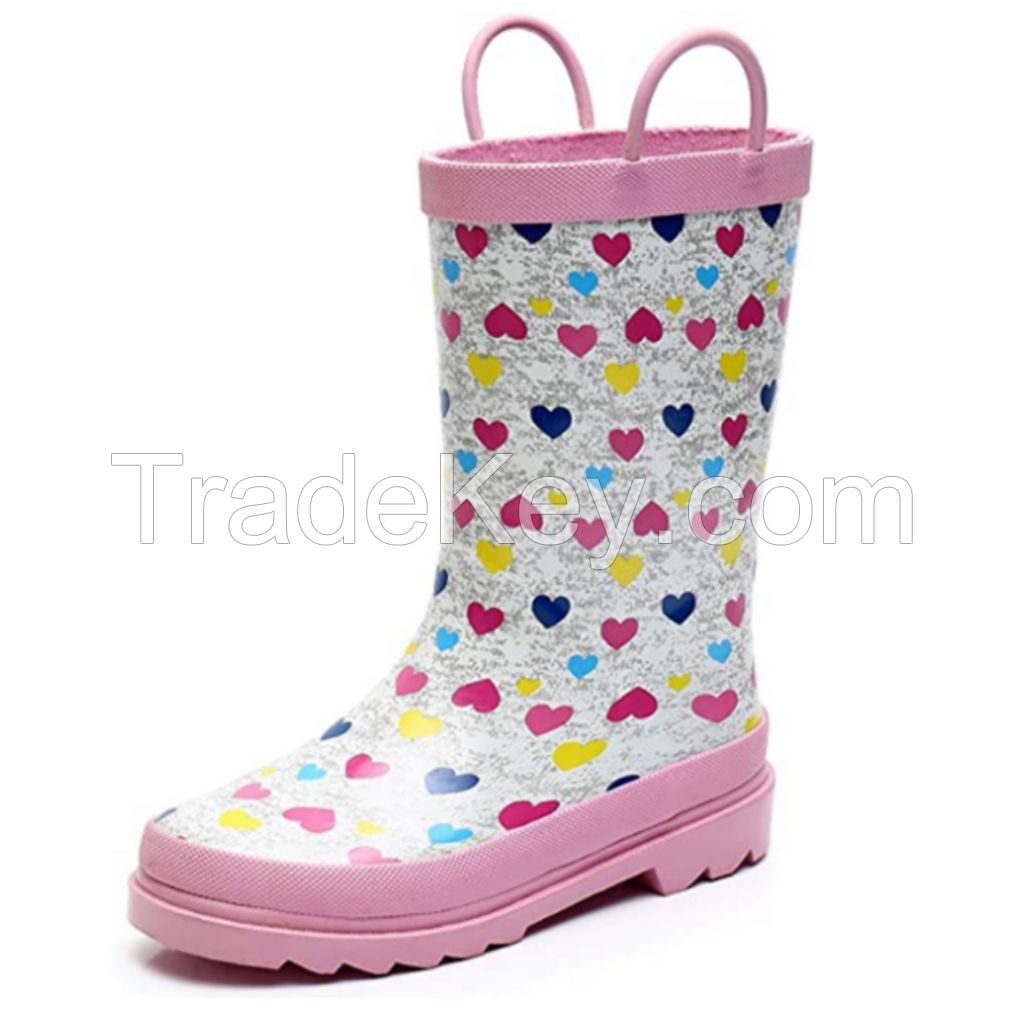Waterproof printed comfortable rubber sole for kids rain boots