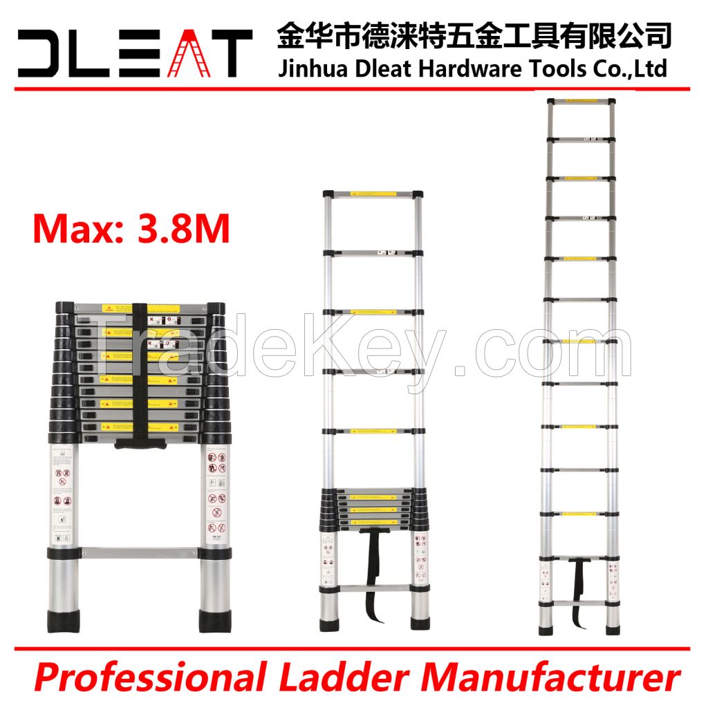 Dleat 12.5ft/3.8m aluminum telescopic ladder